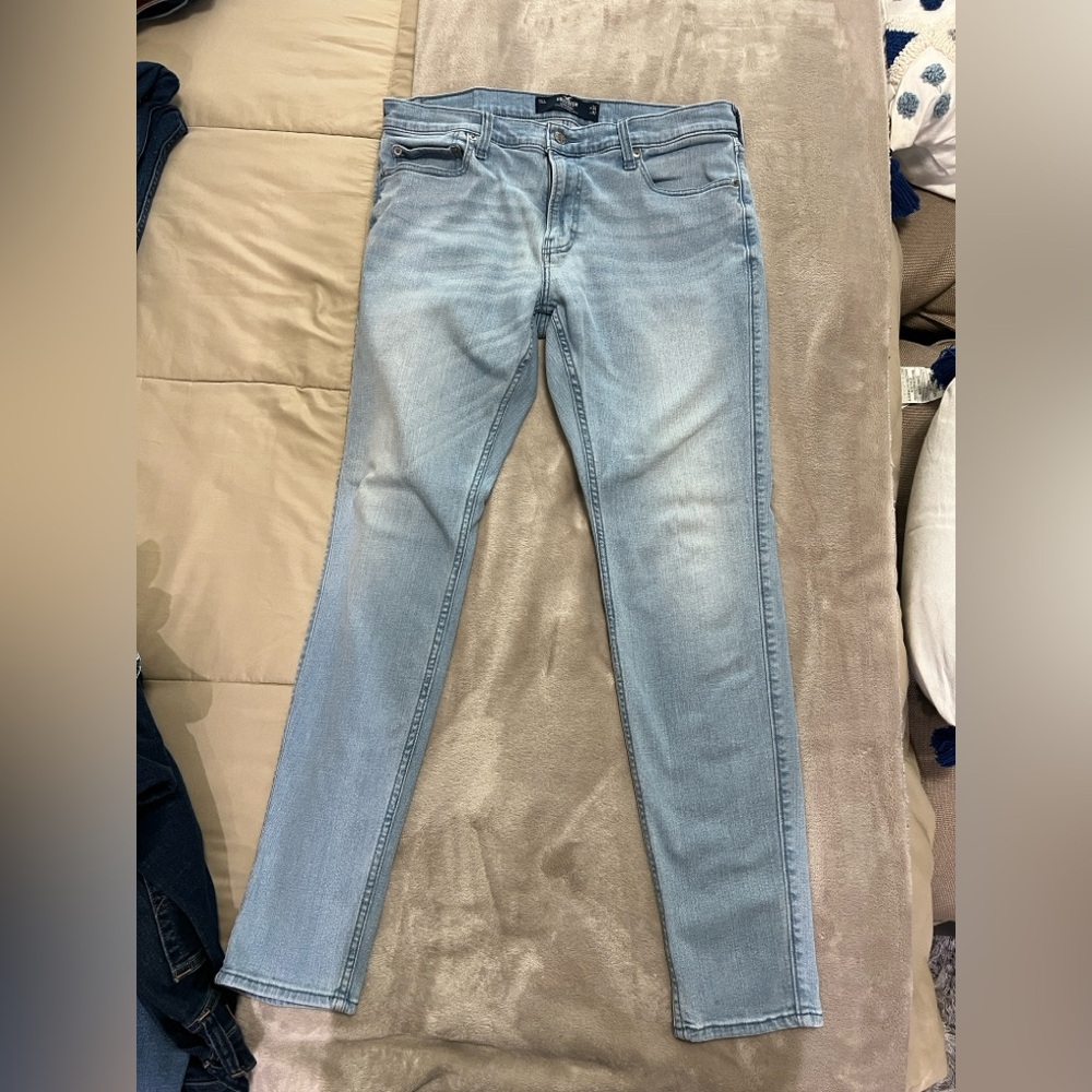 Hollister Men's Skinny Jeans in Light Blue